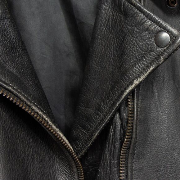 Women's Unbranded XL Black Leather Coat Biker Jacket Riding Motorcycle - Picture 7 of 12